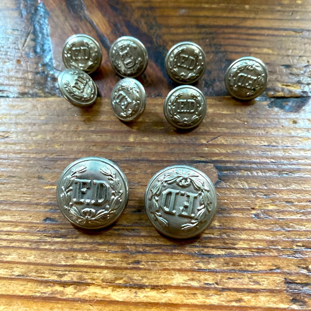 Set of Vintage 1800 Fire Dept buttons Scoville Mfg., Waterbury Connecticut .